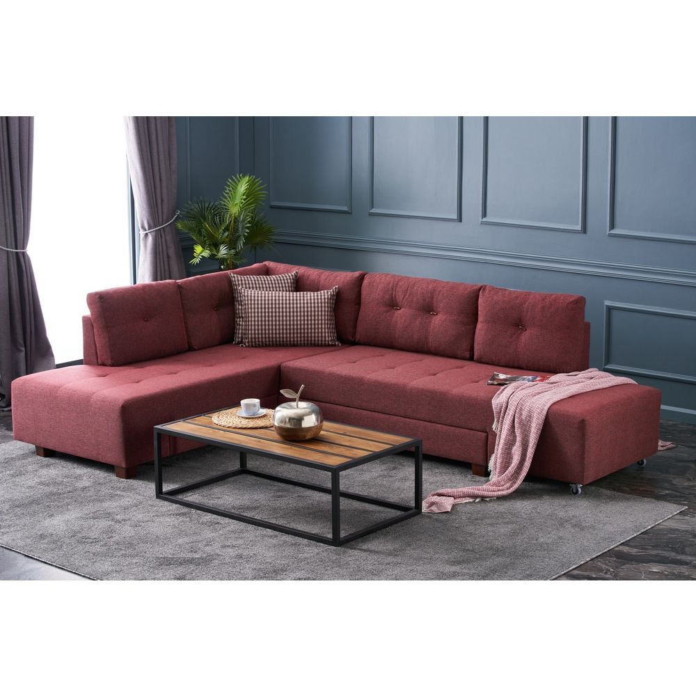 Manama Kutna Sofa na Razvlačenje Lijevi - Bordocrvena slika 2