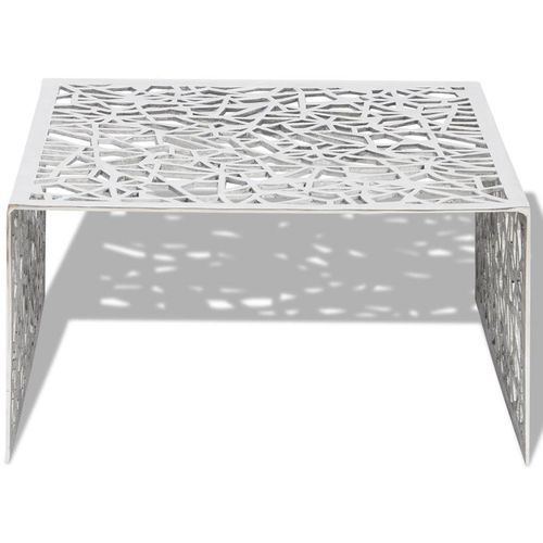 Stolić za Kavu Srebrni Geometrijski Dizajn Aluminij slika 2