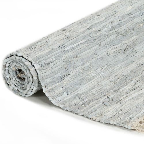 Ručno tkani tepih Chindi od kože 190 x 280 cm svjetlosivi slika 8