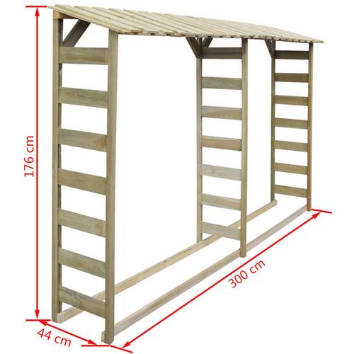 Duplo spremište za drva 300 x 44 x 176 cm impregnirana borovina slika 11