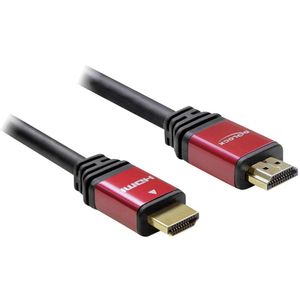 Delock HDMI priključni kabel HDMI A utikač, HDMI A utikač 2.00 m crvena/crna 84333 pozlaćeni kontakti, s feritnom jezgrom HDMI kabel