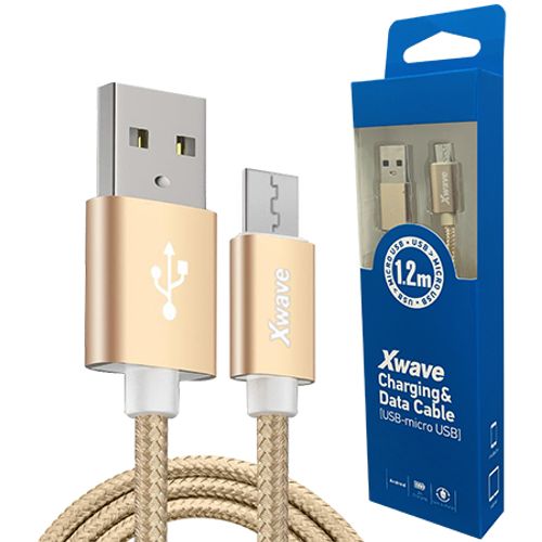 Xwave Kabl USB2.0 na Micro USB 1.2M,2A,aluminium,upleteni zlatni slika 1