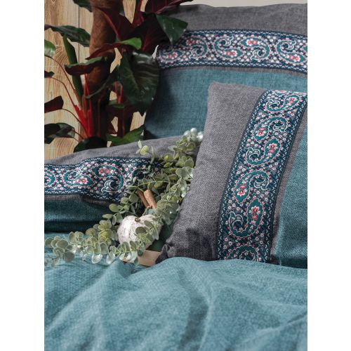 L'essential Maison Erna - Petrol Blue Petrol Blue
Grey Ranforce Single Quilt Cover Set slika 1