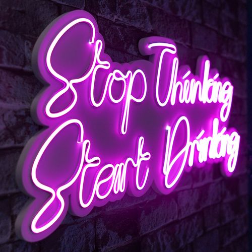 Stop Thinking Start Drinking - Pink Pink Decorative Plastic Led Lighting slika 1