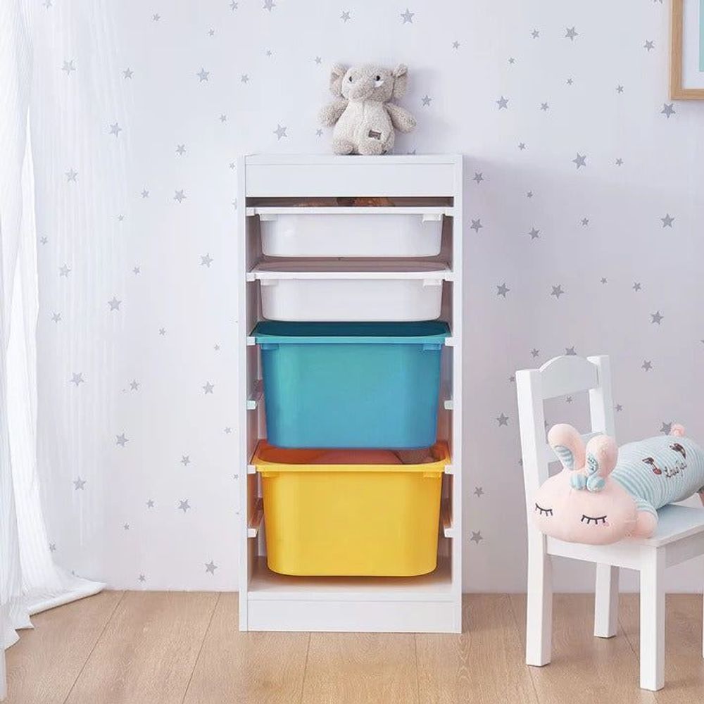 Kinder Home Dječija polica sa 4 kutije za odlaganje, Bijela slika 6