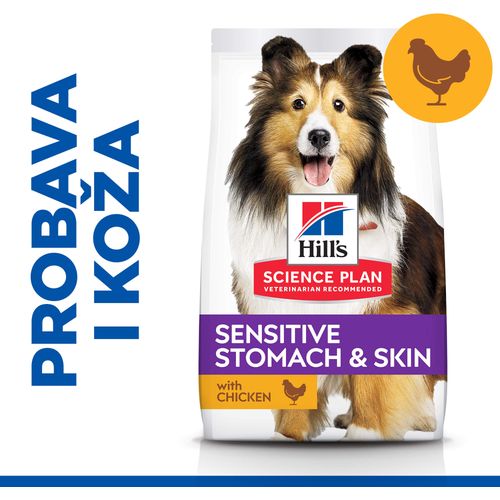 Hill's™ Science Plan Pas Sensitive Skin & Stomach Adult Medium s Piletinom, 14kg slika 5