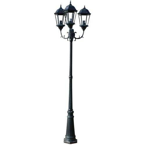 Vrtna stupna svjetiljka 3-lanterne 230 cm tamno zelena/crna slika 10