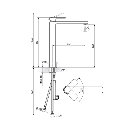 Rosan  S.2  GOLD Baterija za lavabo  XL slika 2