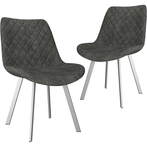 Blagovaonske stolice od umjetne brušene kože 2 kom sive slika 1