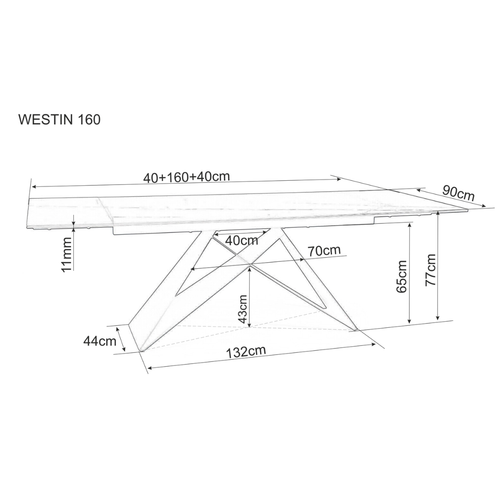 Stol WESTIN - kaljeno staklo + talijanska keramika slika 7