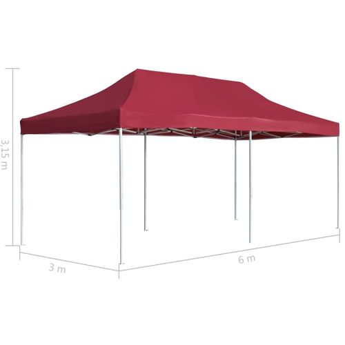 Profesionalni sklopivi šator za zabave 6 x 3 m crvena boja vina slika 29
