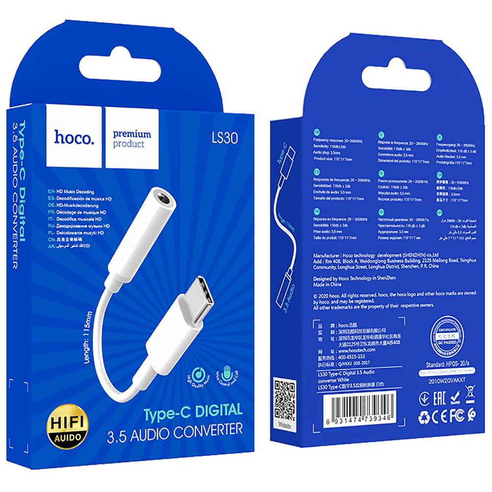 hoco. Adapter za slušalice, USB type C na 3.5 mm - LS30 slika 2