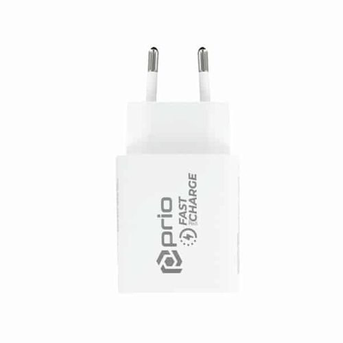 Prio Fast Charge zidni punjač 20W PD (USB C) + QC 3.0 (USB A) bijeli slika 2