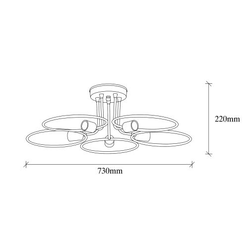 Opviq Vislica CIRCO 1346, crna, metal, 73 x 73 cm, visina 22 cm, 5 x E27 40 W, Circle - 1346 slika 3