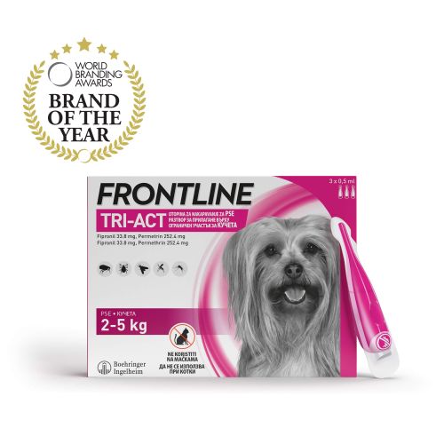 FRONTLINE Tri-Act XS, otopina za nakapavanje, za pse 2-5 kg, 3x0,5 mL slika 2