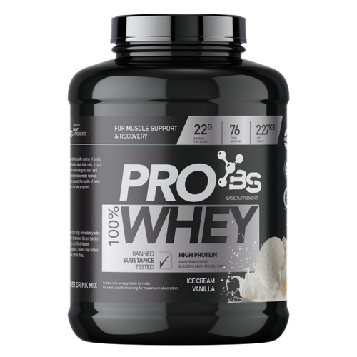 100% PRO WHEY 2.27KG BASIC SUPPLEMENTS -  Ice Cream Vanilla slika 1