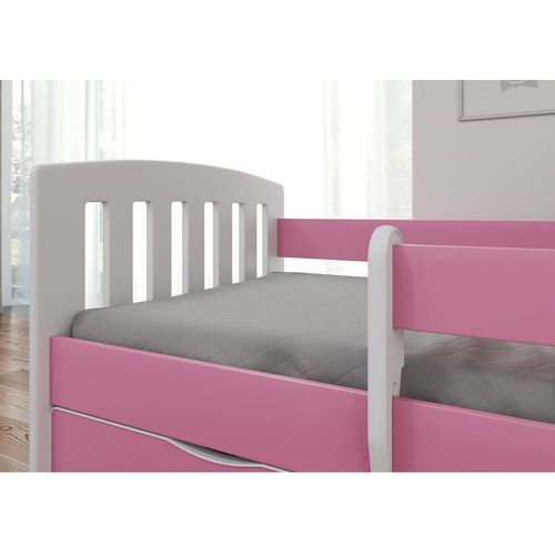 Drveni dečiji krevet Classic sa fiokom - rozi - 180x80 cm slika 3