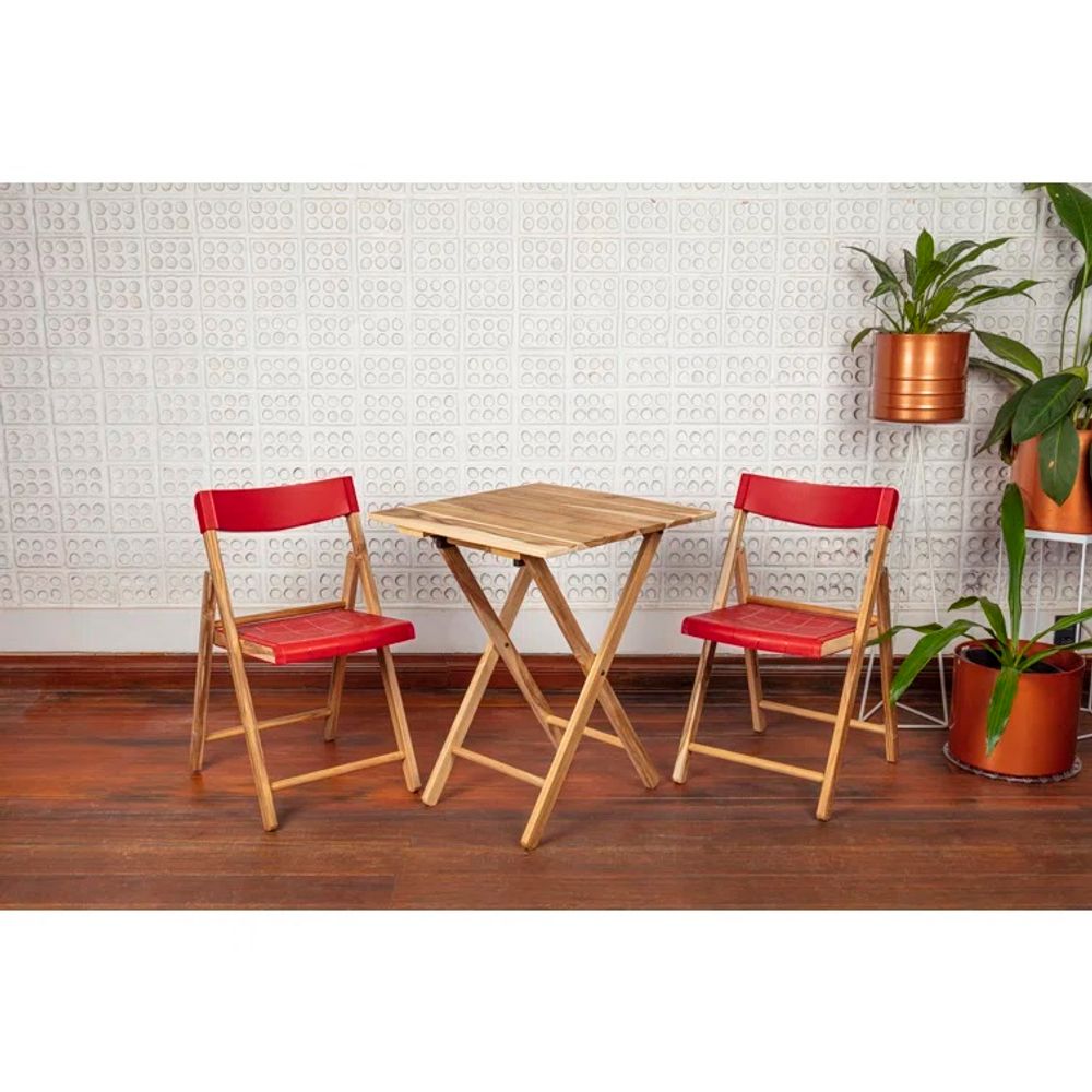 Balkonski set Natural Red, sklopivi, drvo slika 3