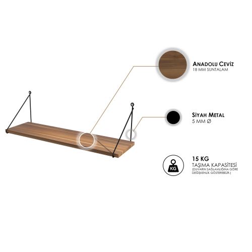 Woody Fashion Zidna polica, Orah, Armoni - Walnut slika 5