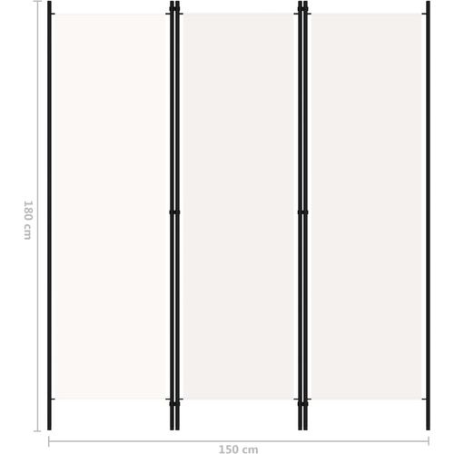 Sobna pregrada s 3 panela krem-bijela 150 x 180 cm slika 10