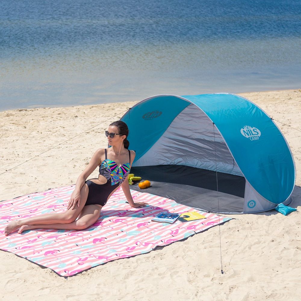 Nc3174 tirkizno-sivi šator za plažu nils camp slika 3