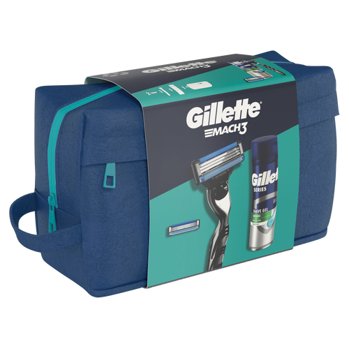 Gillette Mach 3 brijač + dopuna + Series Gel 200ml sa neseserom  slika 1