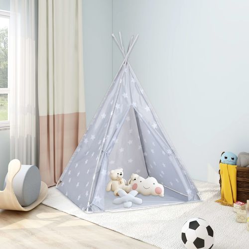 Dječji šator tipi od poliestera s torbom sivi 115x115x160 cm slika 1