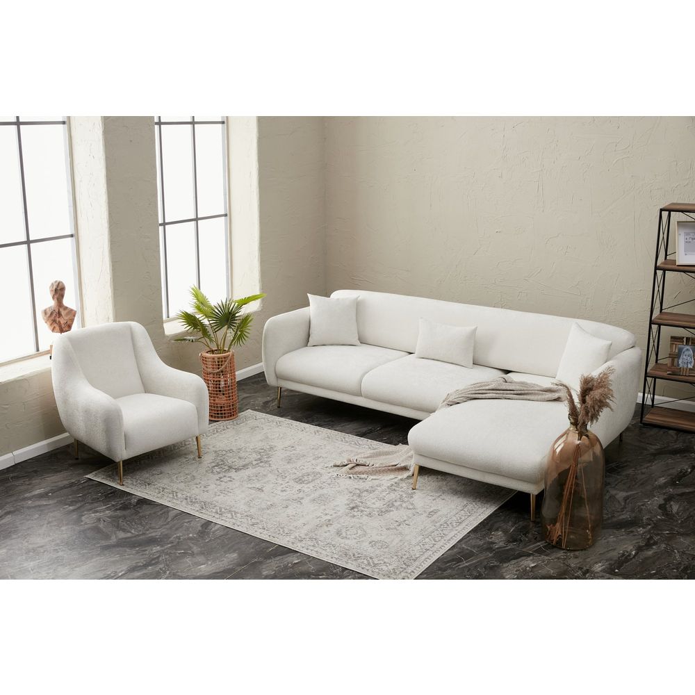 Simena Desni - Krem Zlatni Ugaoni Sofa-Krevet slika 4
