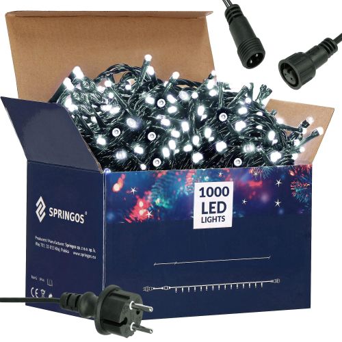 Springos božićne lampice, 1000 LED, 60 m, hladno bijele slika 1