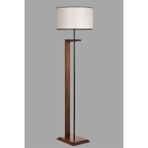 Opviq Podna lampa CEVIZ,  drvo- platno, promjer 45 cm, vivina 163 cm, E27 60 W, Menekşe Ceviz Ahşap Lambader Silindir Finli Krem Abajurlu slika 3