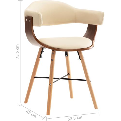 Blagovaonske stolice od umjetne kože i drva 2 kom krem slika 32
