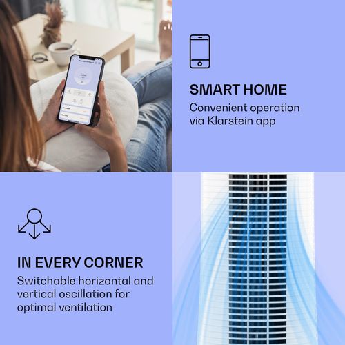 Klarstein Skyscraper Ice Smart 4 u 1 zračni hladnjak i ventilator, BIjela slika 3