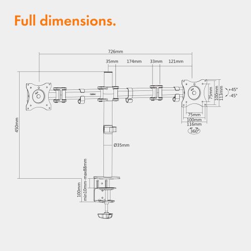 VonHaus dual desktop bracket for two monitors (13 - 32 '') slika 8