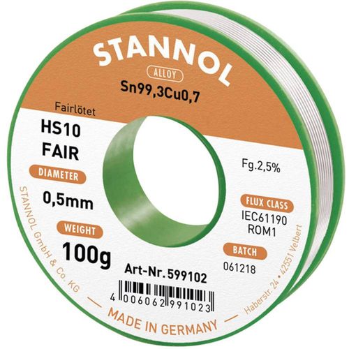 Stannol HS10-Fair lemna žica svitak  Sn99,3Cu0,7 ROM1 100 g 0.5 mm slika 1