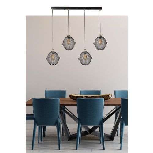 Merkür 4 Lü Sıralı Siyah Sarkıt Black Chandelier slika 1