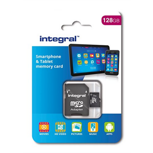 INTEGRAL 128GB Micro SDXC memorijska kartica za pametne telefone i tablete, Class10 UHS-I U1, 80MB/s + SD adapter slika 1