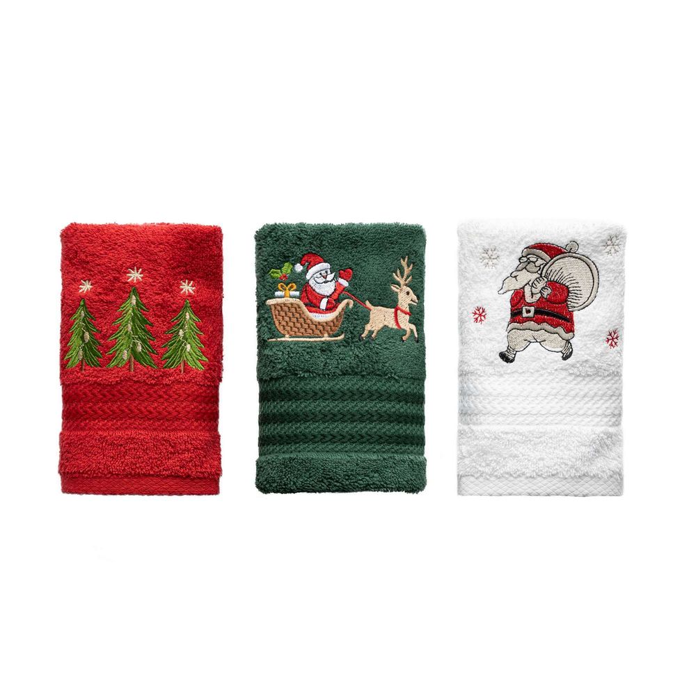 Wash towel set (3 pieces) Santa C, colours: green, red, white slika 4