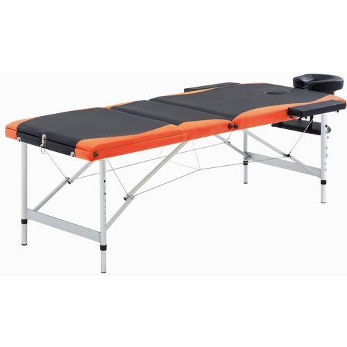 Sklopivi masažni stol s 3 zone aluminijski crno-narančasti slika 1