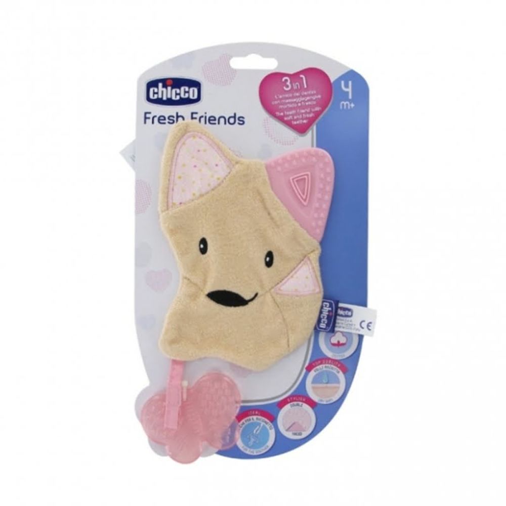 Chicco Glodalica za zube 3U1 Fresh Friends 4m+, Roza slika 1