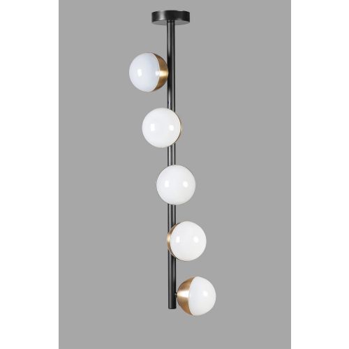 Lucas 5 Li Siyah Burgulu Eskitme Ledli Avize Black Chandelier slika 2