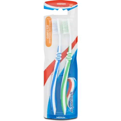 Aquafresh četkica za zube clean & flex medium duopack  slika 1