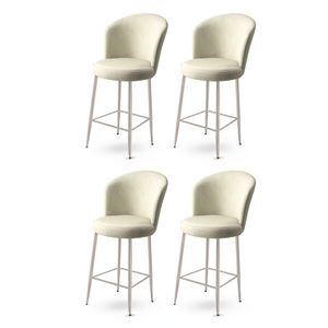 Alte - Cream, Chrome Cream Chrome Bar Stool Set (4 komada)