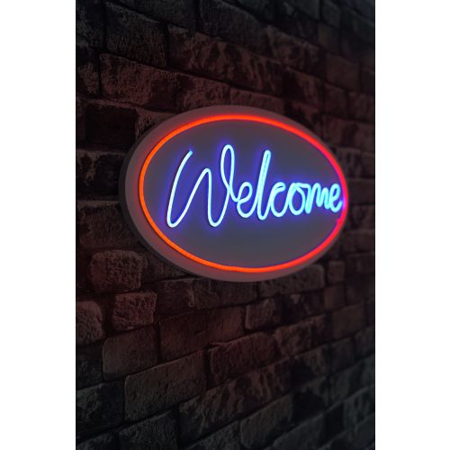 Wallity Ukrasna plastična LED rasvjeta, Welcome - Red, Blue slika 1