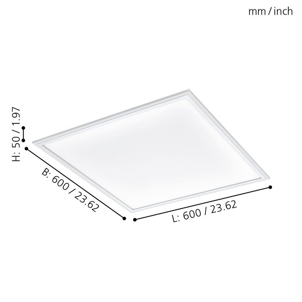 Eglo Salobrena LED Panel, 30W, 600x600mm, Dimmable s Daljinskim Upravljačem, Aluminij/Bijela slika 3