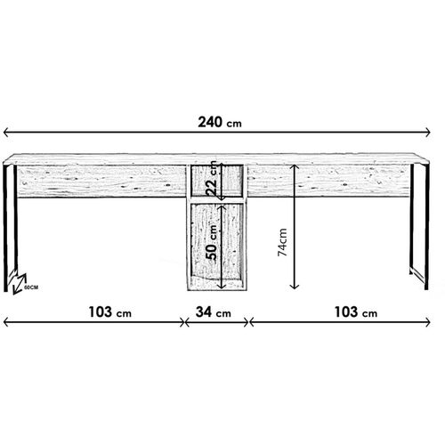 Hanah Home Ä°kili Ã‡alÄ±ÅŸma MasasÄ± L196 Oak Study Desk slika 8