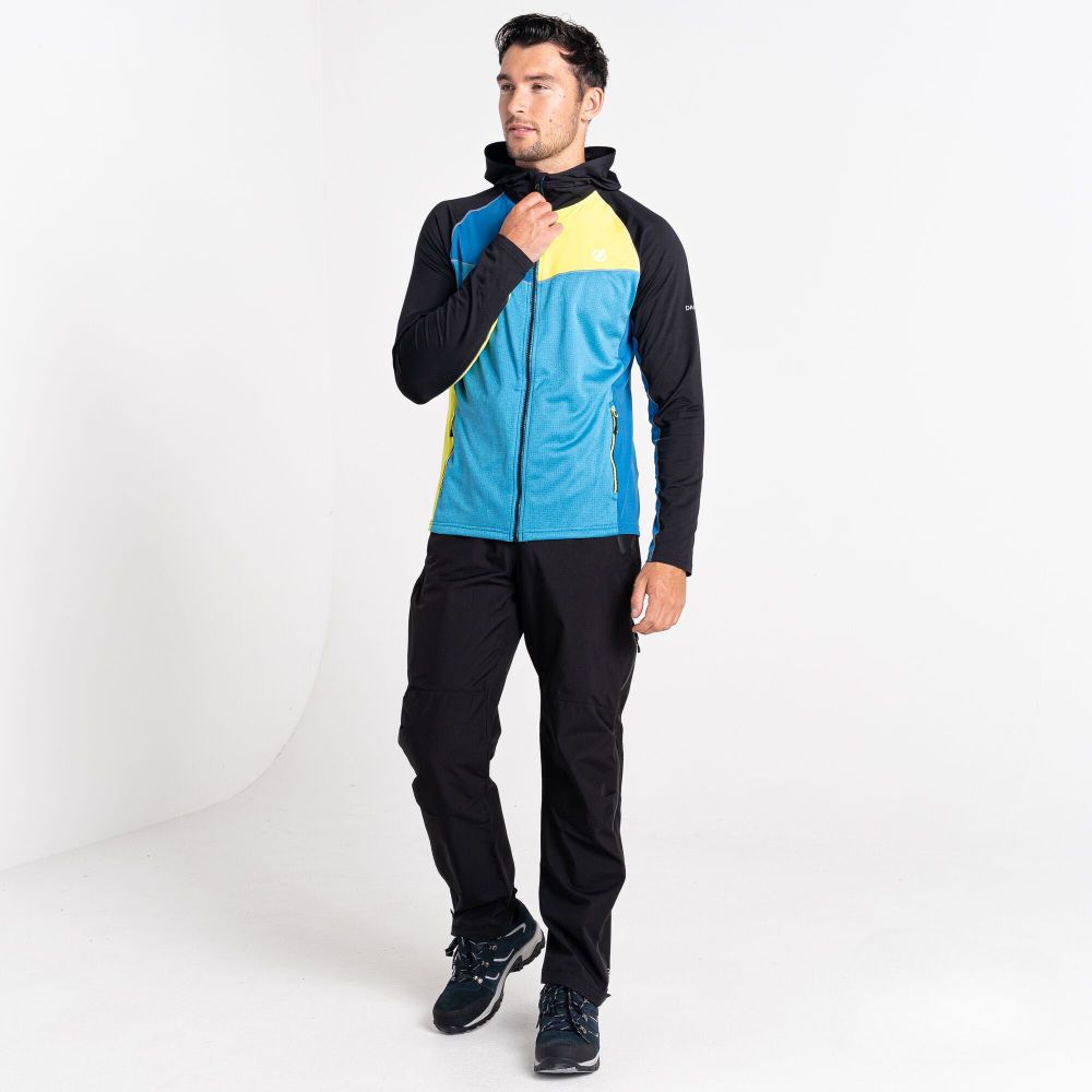 Dare2B Muški duks na kopčanje Contend Core Stretch, Black/Green Alge/Blue slika 5