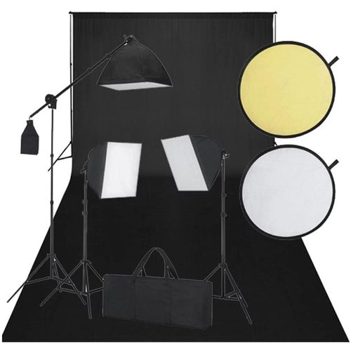 Studio Kit: Crna Pozadina, 3 Svjetla i Reflektor slika 1
