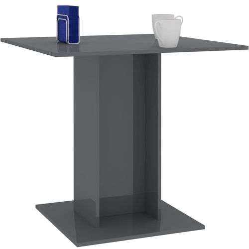Blagovaonski stol visoki sjaj sivi 80 x 80 x 75 cm od iverice slika 11