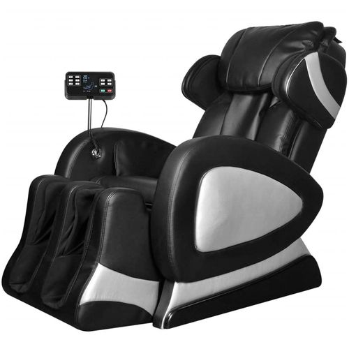Masažna fotelja od umjetne kože crna sa ekranom slika 49