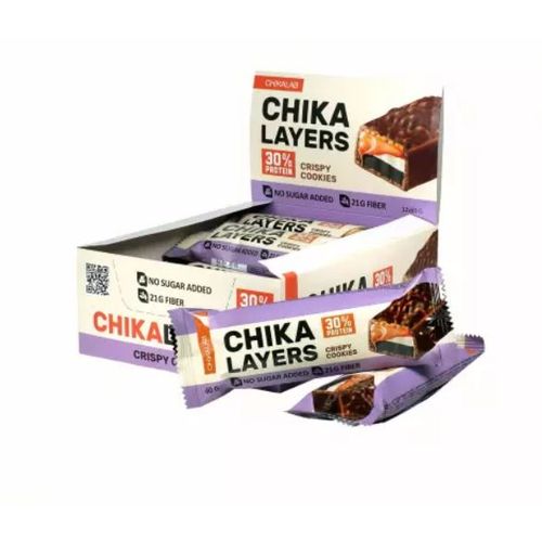 CHIKALAB Chika Layers Preliveni petoslojni proteinski bar sa punjenjem Crispy Cookies 60g slika 1